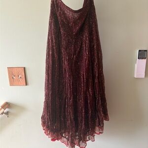 Lucky Brand Deep Burgundy Boho Maxi Skirt